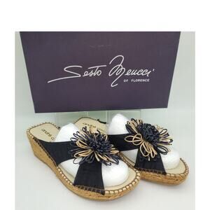 Sesto Meucci Women 8 N Espadrille Sole Wedge Platform Sandals Soft Leather Flowe